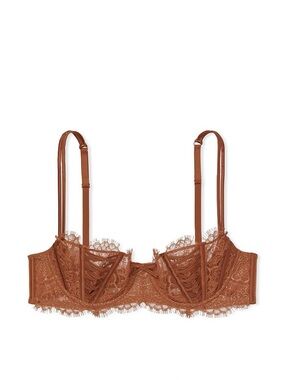 Victoria's Secret Dream Angel Caramel Kiss Brown Lace Corset Unlined Balcony Bra